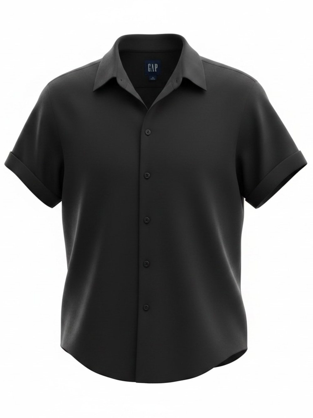 Women's GAP Black Short-Sleeve Button-Down Shirt